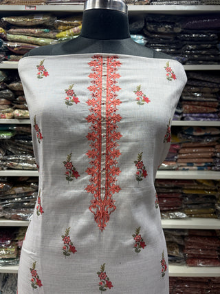 Grey Linen Digital Floral Print Office Wear Suit
