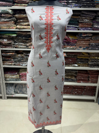 Grey Linen Digital Floral Print Office Wear Suit