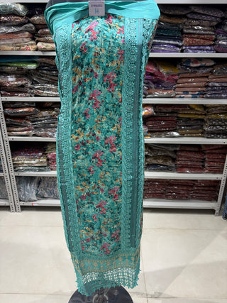 Crepe Party Wear Suit Fabric with Chiffon dupatta