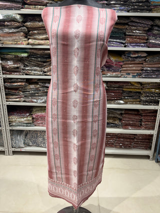 Brown Linen Digital Print Elegant Office Wear Suit