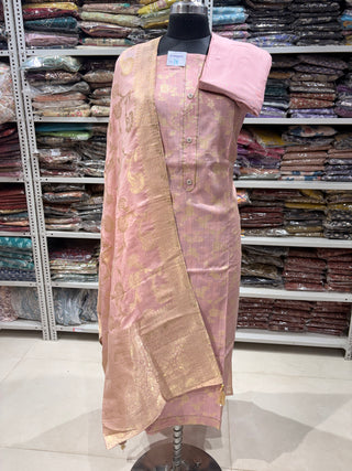 Mauve color Party Wear Banarasi silk Suit Fabric and silk dupatta