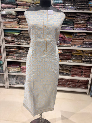 Gray Party Wear Banarasi silk Suit Fabric and silk dupatta