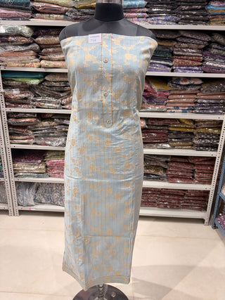 Gray color Party Wear Banarasi silk Suit Fabric and silk dupatta