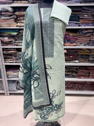 Embroidery Office Wear Suit Fabric with Cotton Dupatta