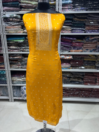 Dola Silk Party Wear Designer Suit fabric with Chiffon dupatta