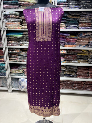 Wine Color Dola Silk Party Wear Designer Suit fabric with chiffon dupatta