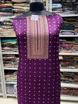 Wine Color Dola Silk Party Wear Designer Suit fabric with chiffon dupatta