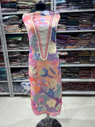 Pink Party Wear Chiffon Suit Dress Material with Chiffon Dupatta