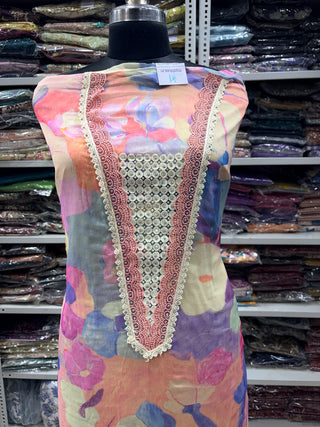 Pink Party Wear Chiffon Suit Dress Material with Chiffon Dupatta
