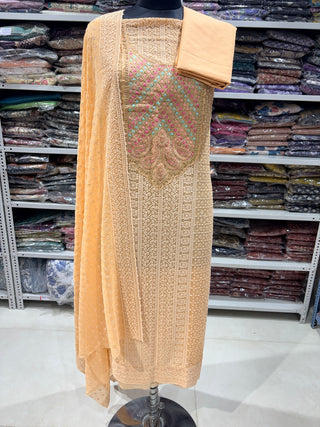 Georgette Party Wear Suit Fabric with printed georgette dupatta