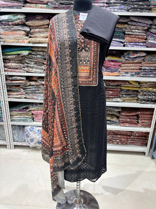 Georgette Party Wear Suit Fabric with crepe dupatta