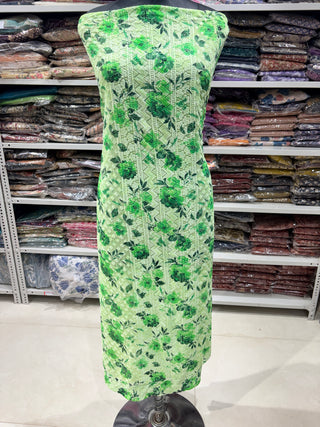 Green Embroidery Schiffli Georgette Party Wear Suit