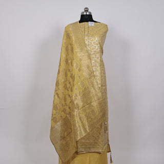 Yellow Party Wear Banarasi silk Suit Fabric and silk dupatta