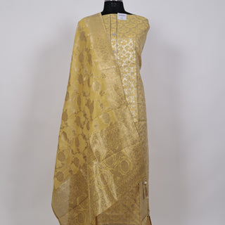 Yellow Party Wear Banarasi silk Suit Fabric and silk dupatta