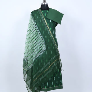 Green Cotton Ikkat Handloom Office Wear Suit