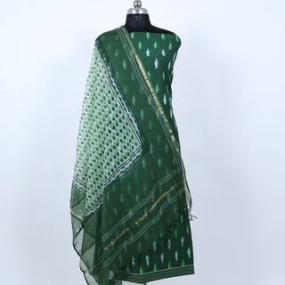 Green Cotton Ikkat Handloom Office Wear Suit