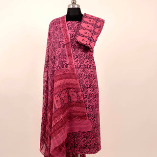 Baagh Print Handblock Office Wear Suit fabric with pure cotton Dupatta