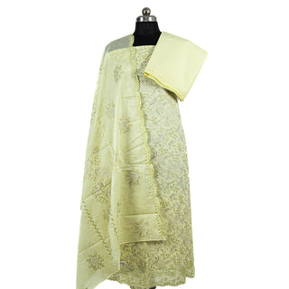 Pista green Color Office Wear Suit Dress Material fabric with cotton dupatta