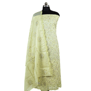 Pista green Color Office Wear Suit Dress Material fabric with cotton dupatta