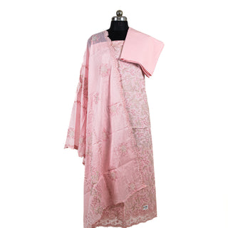 Peach  Color Office Wear Suit Dress Material fabric with cotton dupatta