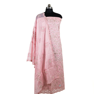 Peach  Color Office Wear Suit Dress Material fabric with cotton dupatta