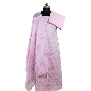 Pink Color Office Wear Suit Dress Material fabric with cotton dupatta