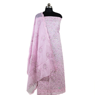 Pink Color Office Wear Suit Dress Material fabric with cotton dupatta