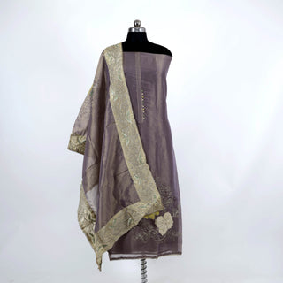 Mauve Tissue Shimmer Party Wear Suit Dress Material fabric with Tissue Dupatta