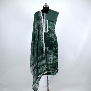 Dark Green Office Wear Suit Dress Material with Pure Chiffon Dupatta