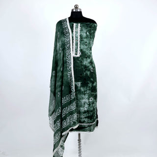 Dark Green Office Wear Suit Dress Material with Pure Chiffon Dupatta