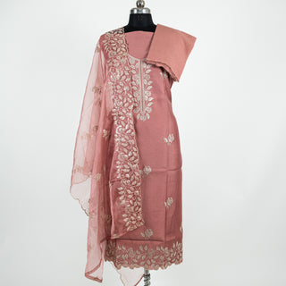 Party Wear Suit with embroidery and organic organza dupatta