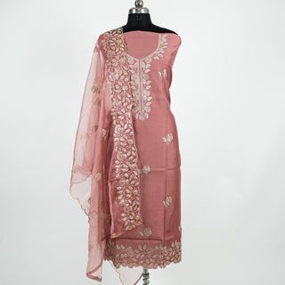 Party Wear Suit with embroidery and organic organza dupatta