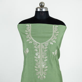 Green Party Wear Suit with embroidery and organic organza dupatta