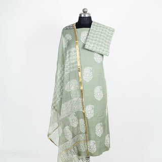 Handblock Cotton Suit Material with Kota Doria Dupatta