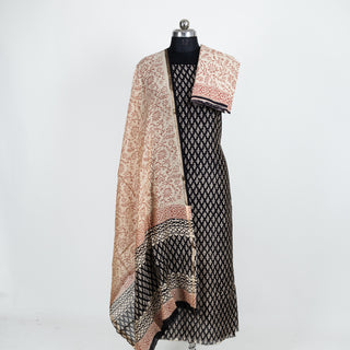 Handblock Chanderi Suit Material with Chanderi Dupatta