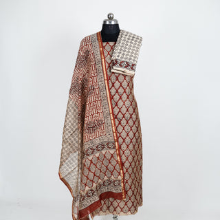 Handblock Chanderi Suit Material with Chanderi Dupatta