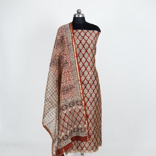 Handblock Chanderi Suit Material with Chanderi Dupatta