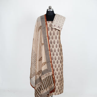 Handblock Chanderi Suit Material with Chanderi Dupatta