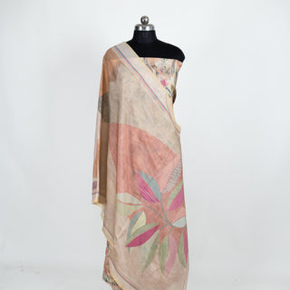 Muslin Party Wear Suit Fabric with printed muslin dupatta