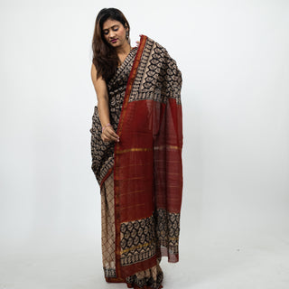 Chanderi Silk Saree with Unstitched Blouse Piece