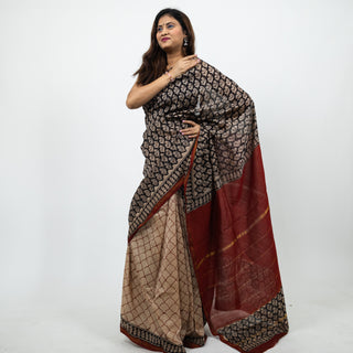 Chanderi Silk Saree with Unstitched Blouse Piece