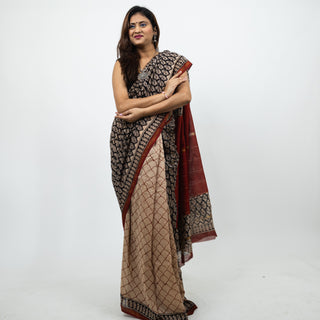 Chanderi Silk Saree with Unstitched Blouse Piece