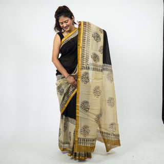 Chanderi Silk Saree with Unstitched Blouse Piece