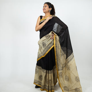 Chanderi Silk Saree with Unstitched Blouse Piece