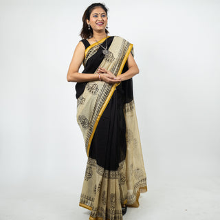 Chanderi Silk Saree with Unstitched Blouse Piece