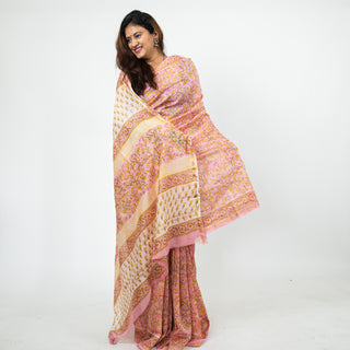 Chanderi Silk Saree with Unstitched Blouse Piece