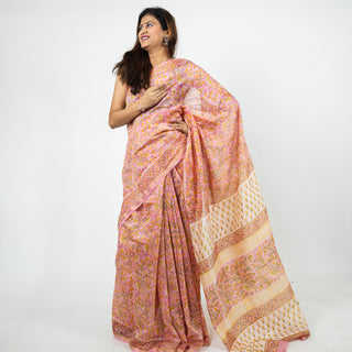 Chanderi Silk Saree with Unstitched Blouse Piece