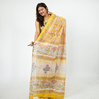 Chanderi Silk Saree with Unstitched Blouse Piece