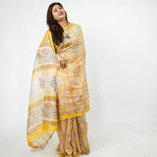 Chanderi Silk Saree with Unstitched Blouse Piece