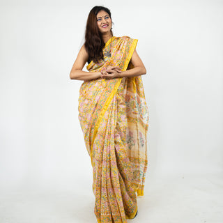 Chanderi Silk Saree with Unstitched Blouse Piece